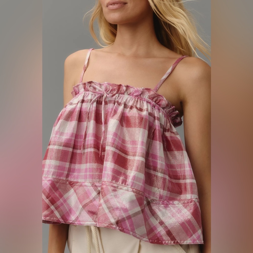 NWT Pilcro Shine Plaid Tank